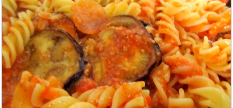 Pasta with Red Sauce and Eggplant
